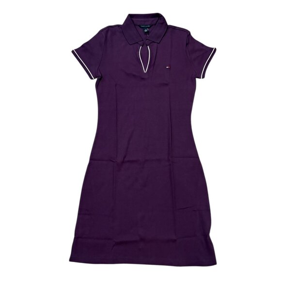 Tommy Hilfiger Slim Fit Collared Polo Mini Dress - Purple - Picture 1 of 6